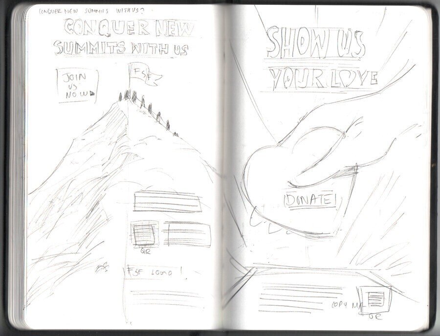 initial rough sketches of the posters