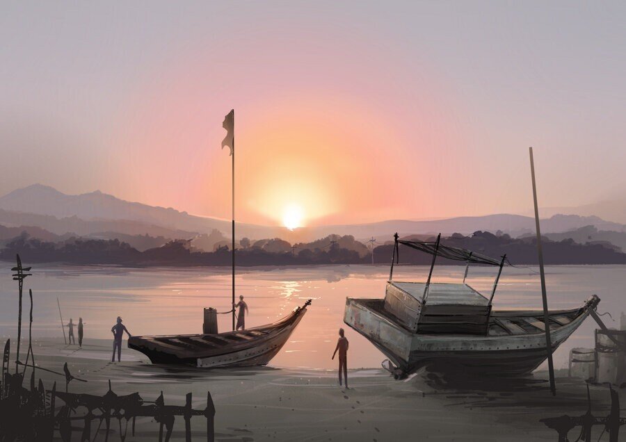 landscape painting in krita