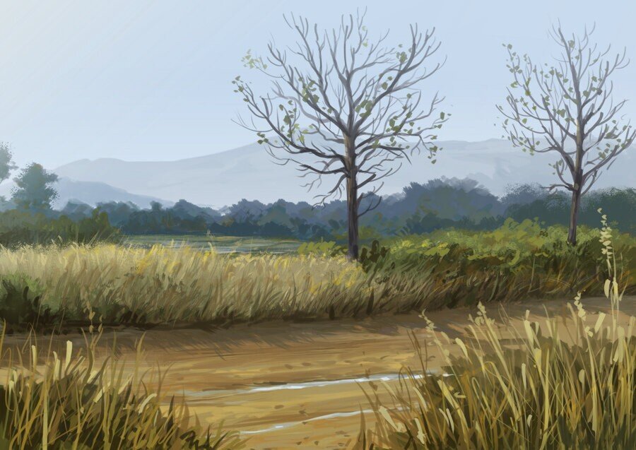 landscape painting in krita