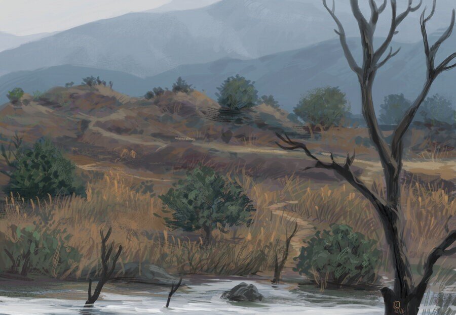 landscape painting in krita