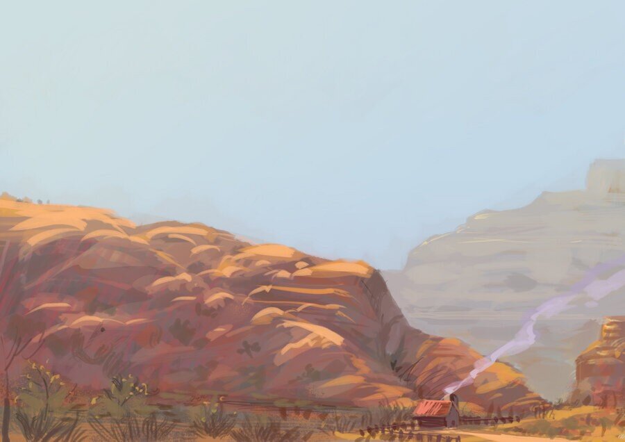 landscape painting in krita