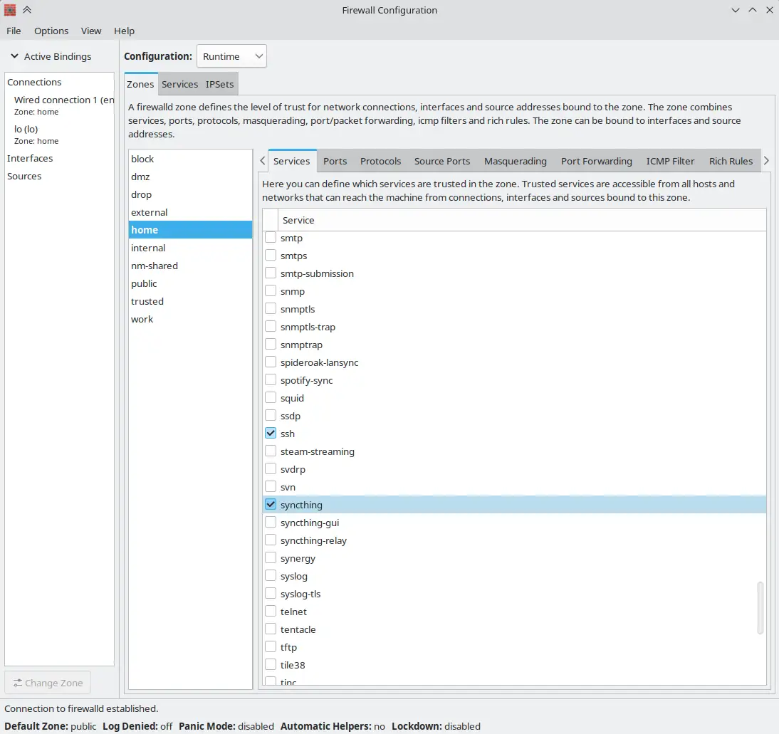 firewall-config window